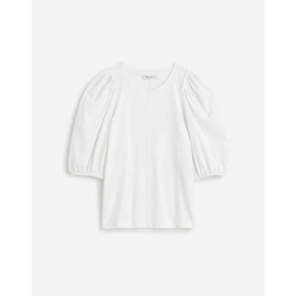 NWT Madewell Puff-Sleeve Tee in white size XXS